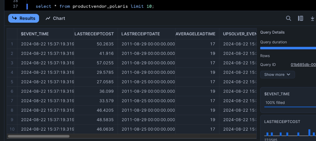 Query table with Snowflake